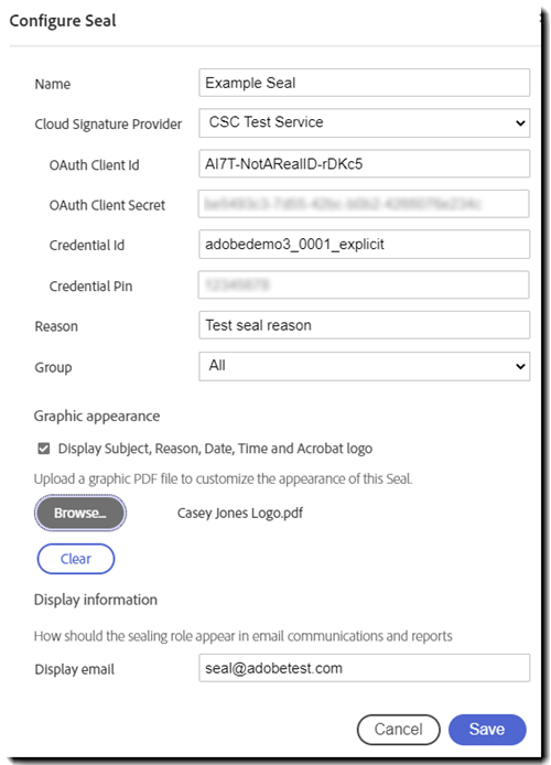 Electronic Sealing via customerowned digital certificate